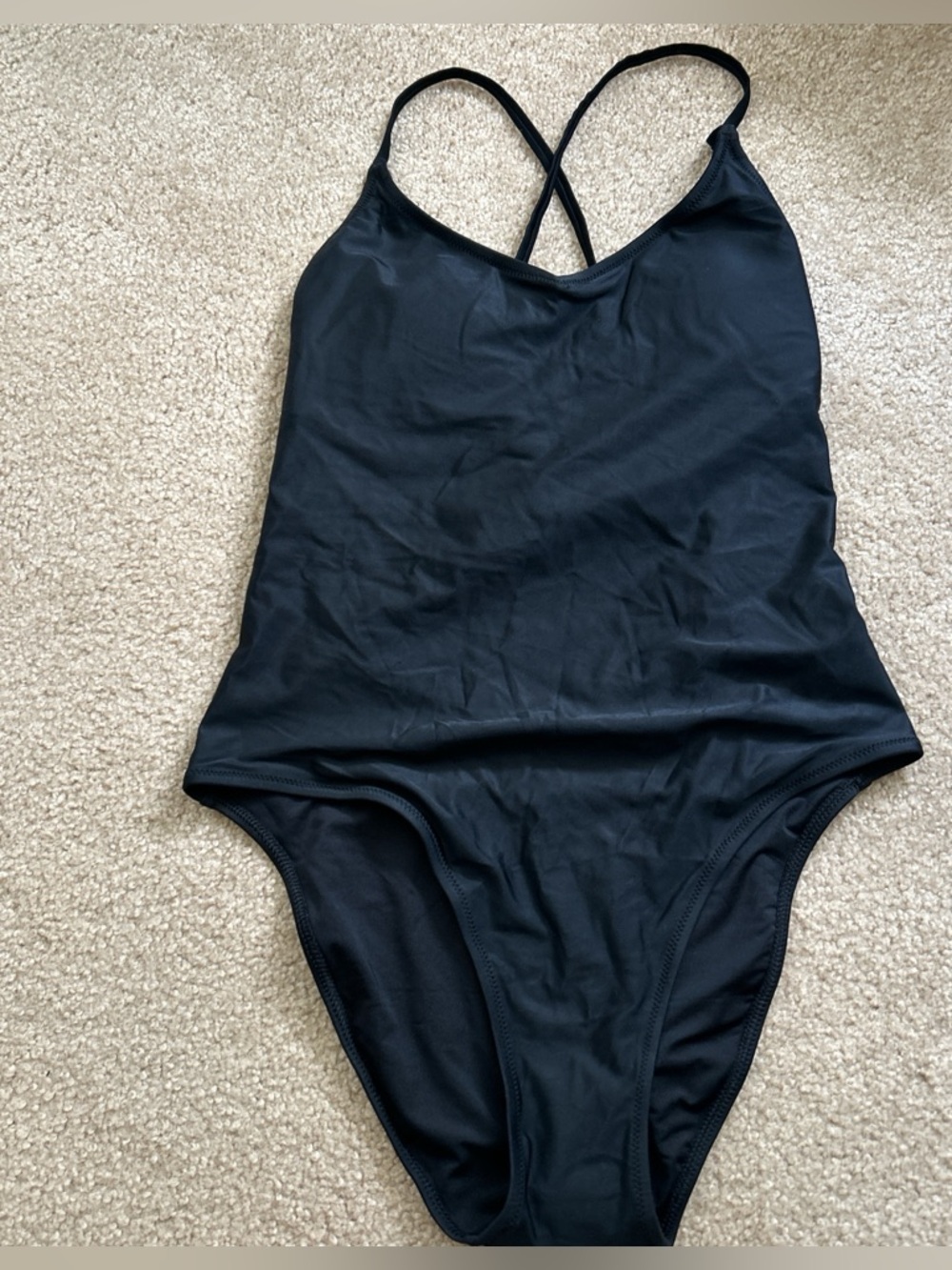 Black One-Piece Swimsuit with Crisscross Back